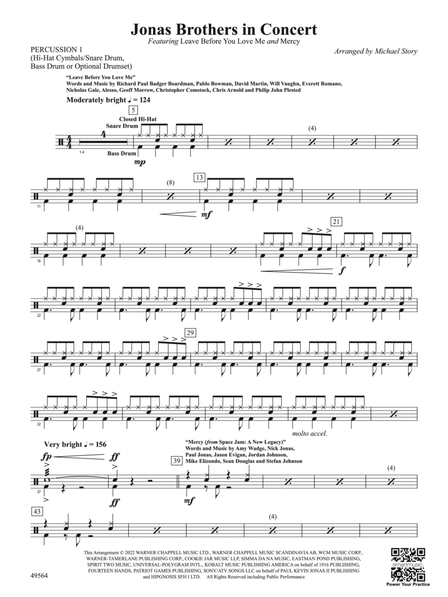 Jonas Brothers in Concert: 1st Percussion Concert Band scores gallery preview page 1