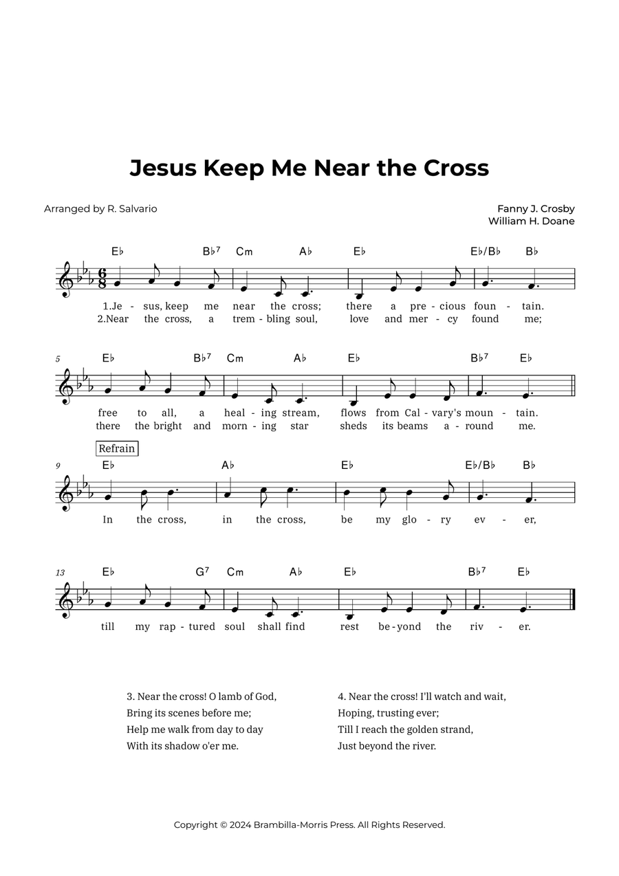 Jesus Keep Me Near the Cross (Key of E-Flat Major)