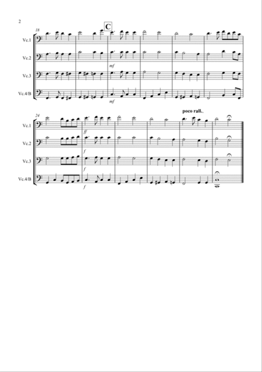 St Anthony Chorale for Cello Quartet Cello Solo scores gallery preview page 2