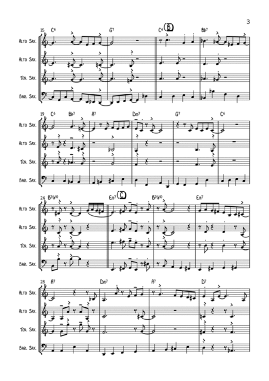 Yardbird Suite Saxophone Quartet scores gallery preview page 3