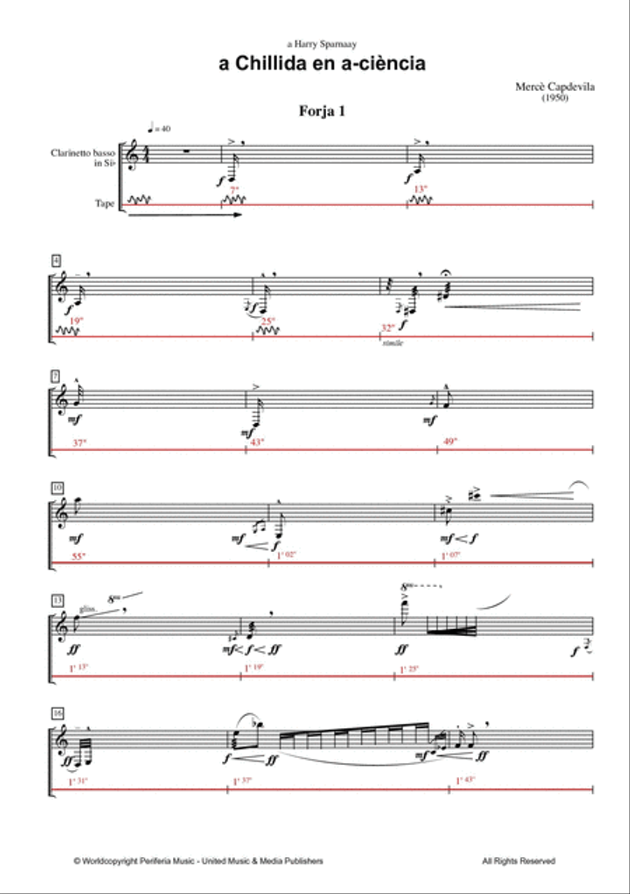 a Chillida en a-ciència for Bass Clarinet and Tape Bass Clarinet scores gallery preview page 2
