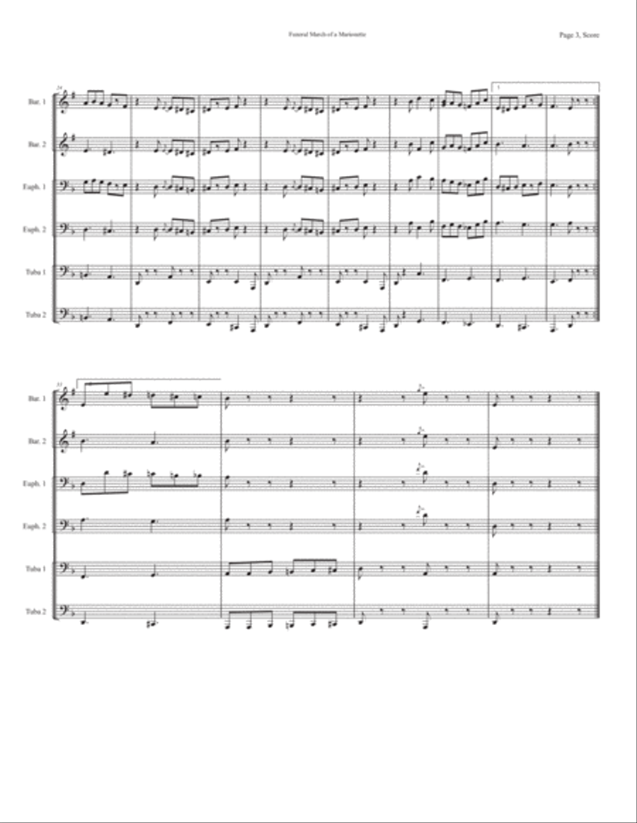 Funeral March of A Marionette Choir scores gallery preview page 3