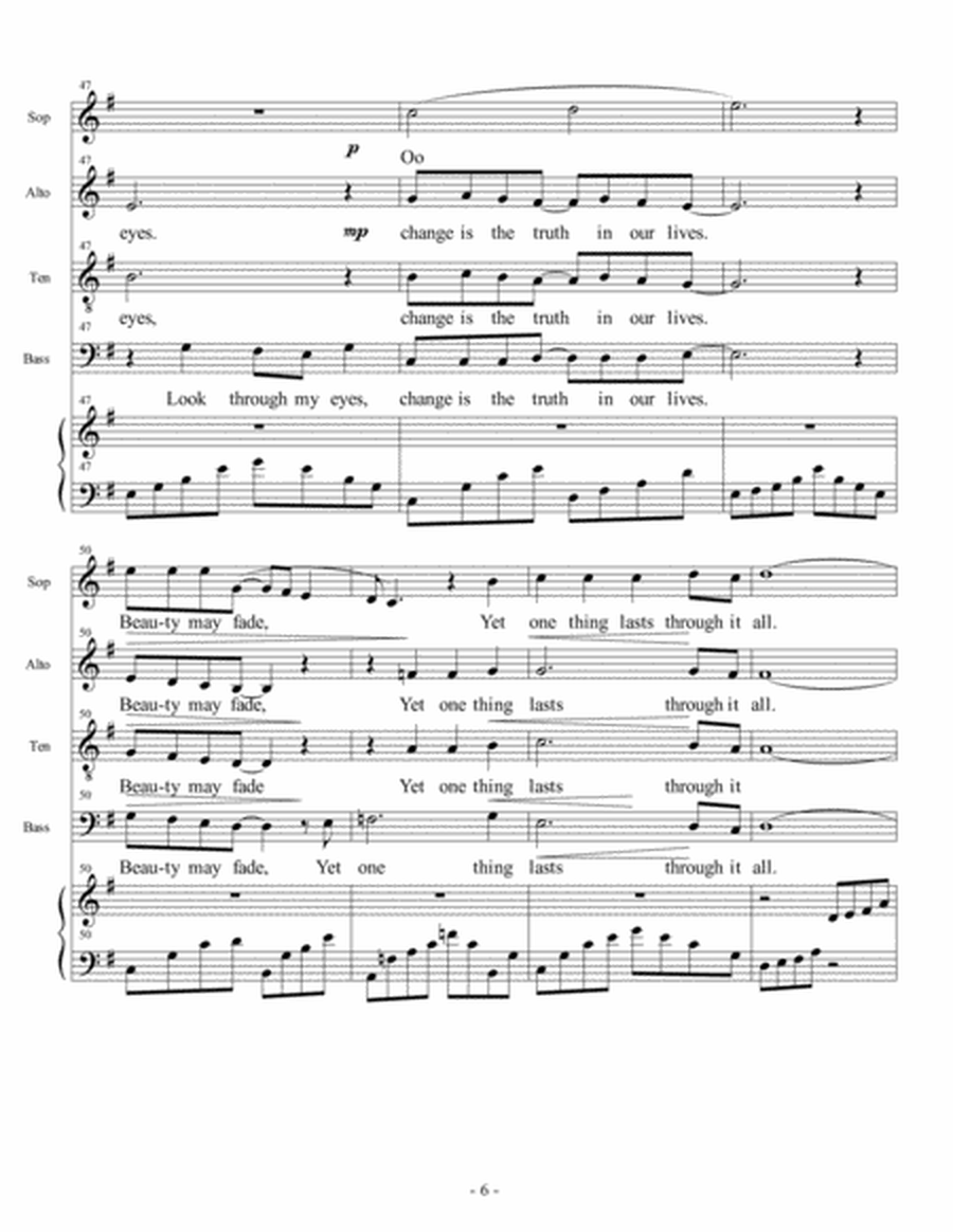 The Colour of Your Voice (originally sung by The Ten Tenors) SATB and piano image number null