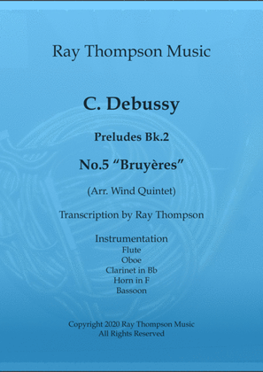 Book cover for Debussy: Piano Preludes Bk.2 No.5 "Bruyères" - wind quintet