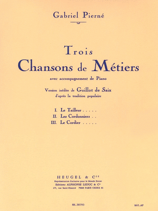 3 Chansons De Metier (med) (voice & Piano)