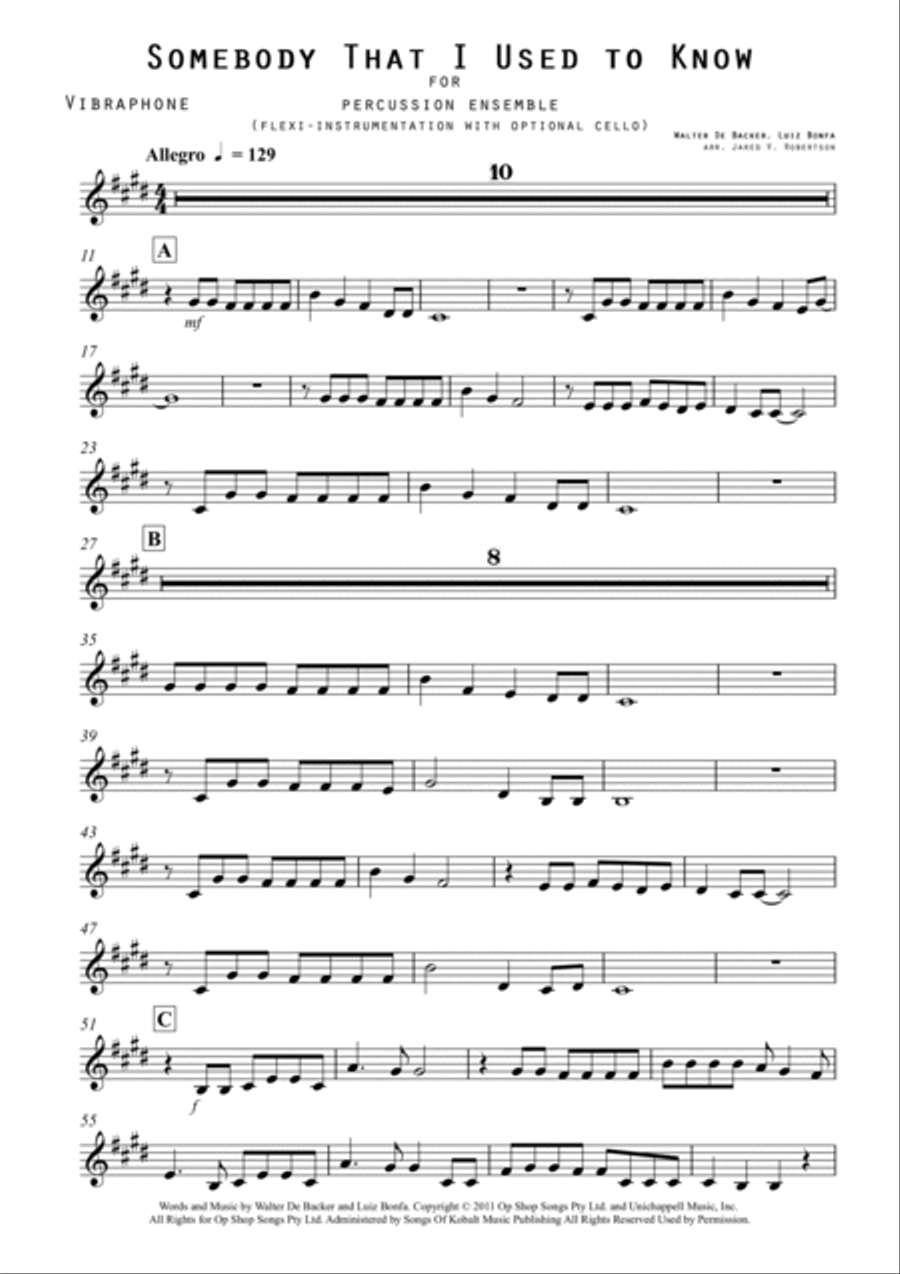 Somebody That I Used To Know Percussion Ensemble scores gallery preview page 5