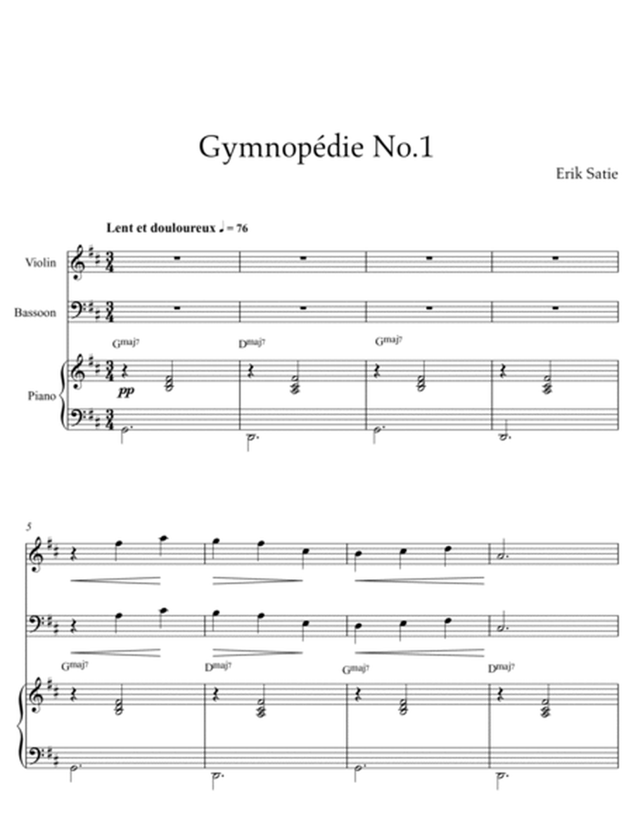 Erik Satie - Gymnopedie No 1(Trio Piano, Violin and Bassoon) with chords image number null