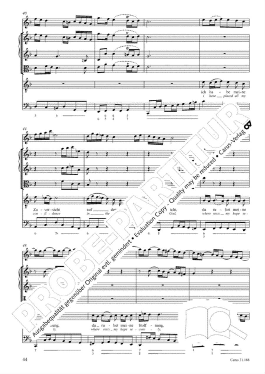 I have placed all my confidence (Ich habe meine Zuversicht) 4-Part scores gallery preview page 45