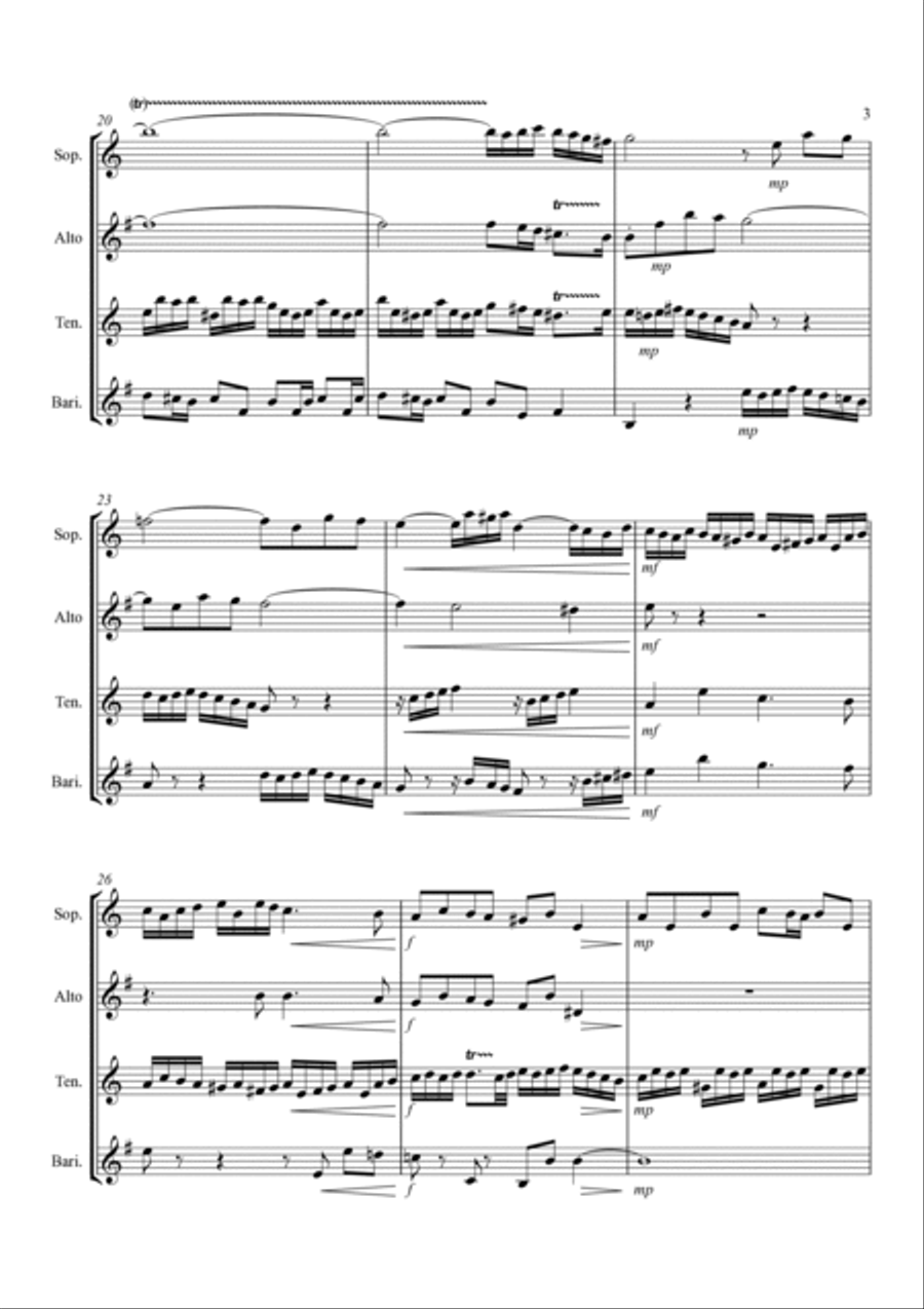 'Little' Fugue in G Minor - For Saxophone Quartet 'Little' Fugue in G Minor - For Saxophone Quartet Saxophone Quartet scores gallery preview page 4