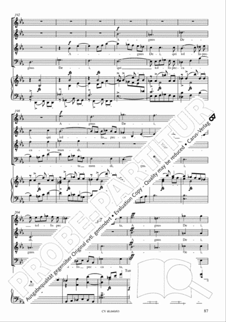 Mass in E flat major (Messe in Es) SATTB scores gallery preview page 88
