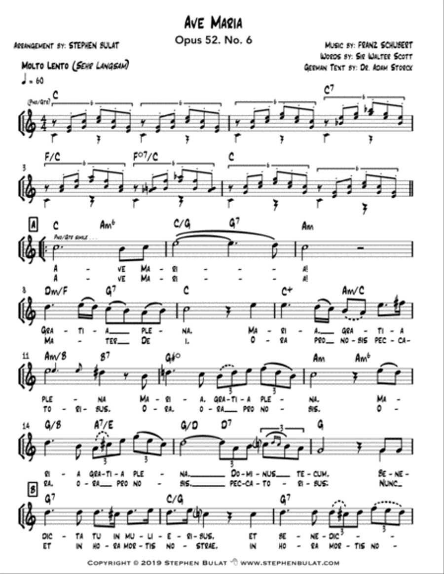Ave Maria (Schubert) - Lead sheet (key of C) Large Ensemble scores gallery preview page 2