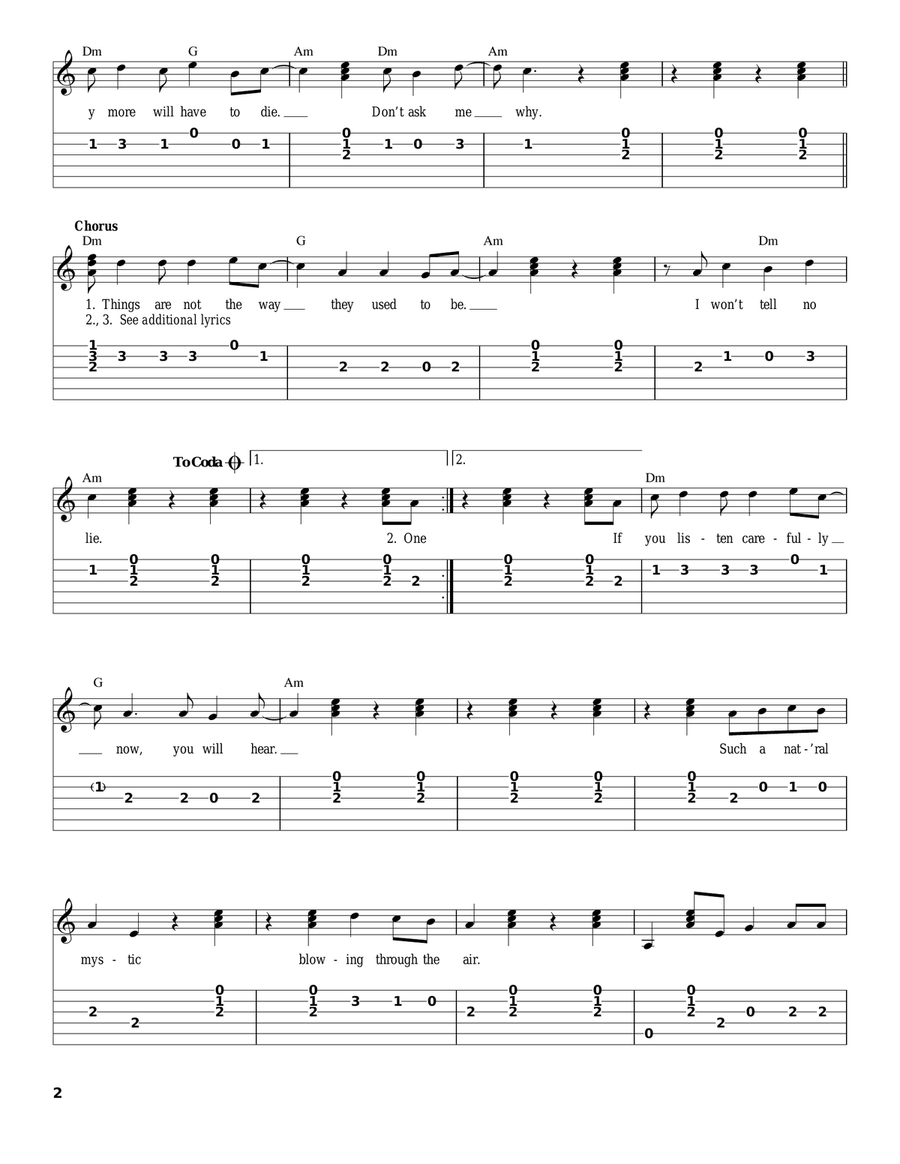 Natural Mystic Guitar Tablature scores gallery preview page 2