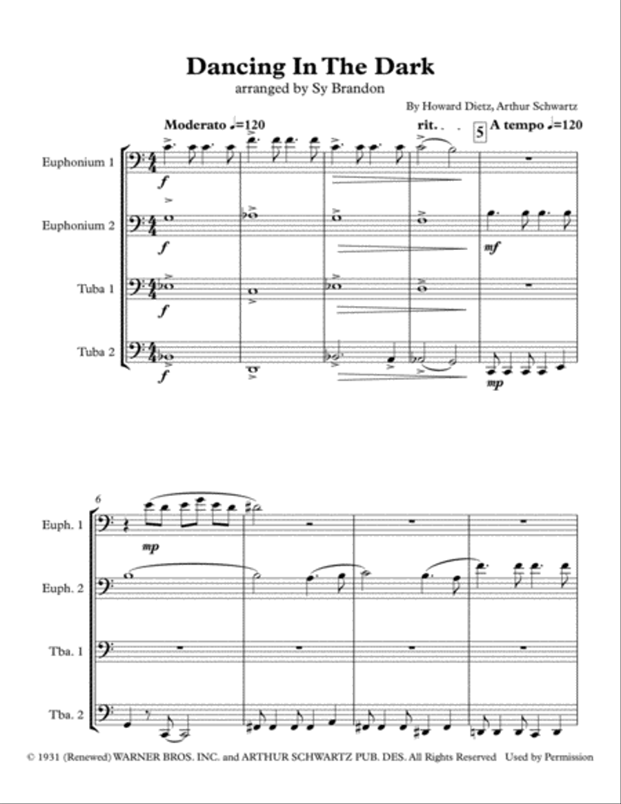 Dancing In The Dark School and Community scores gallery preview page 1