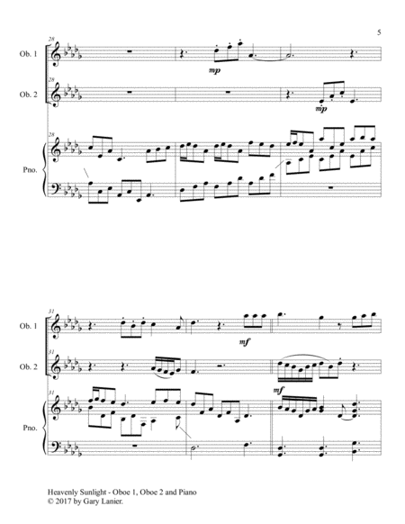HEAVENLY SUNLIGHT (Trio - Oboe 1, Oboe 2 & Piano with Score/Parts) image number null