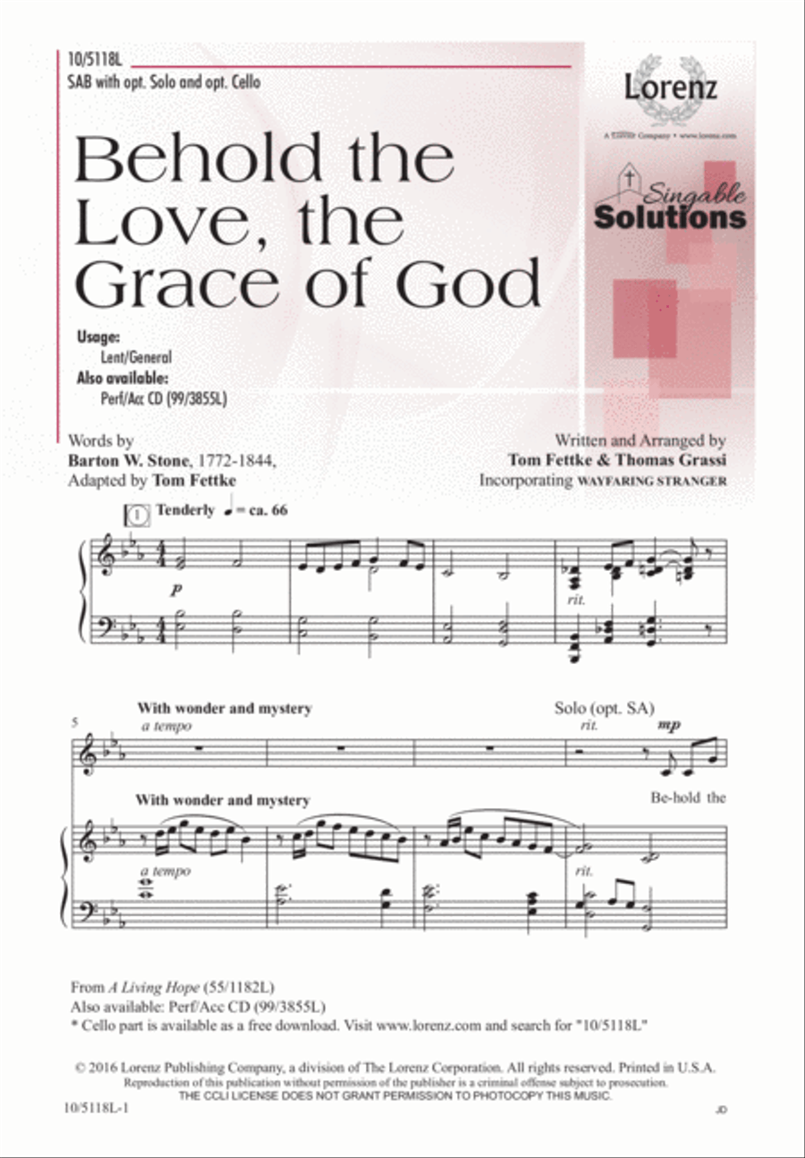 Behold the Love, the Grace of God 3-Part scores gallery preview page 2