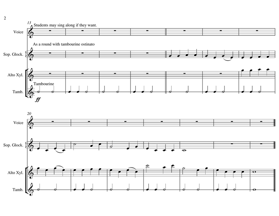 Kookaburra (kookaburra Sits In The Old Gum Tree) Percussion Ensemble scores gallery preview page 4