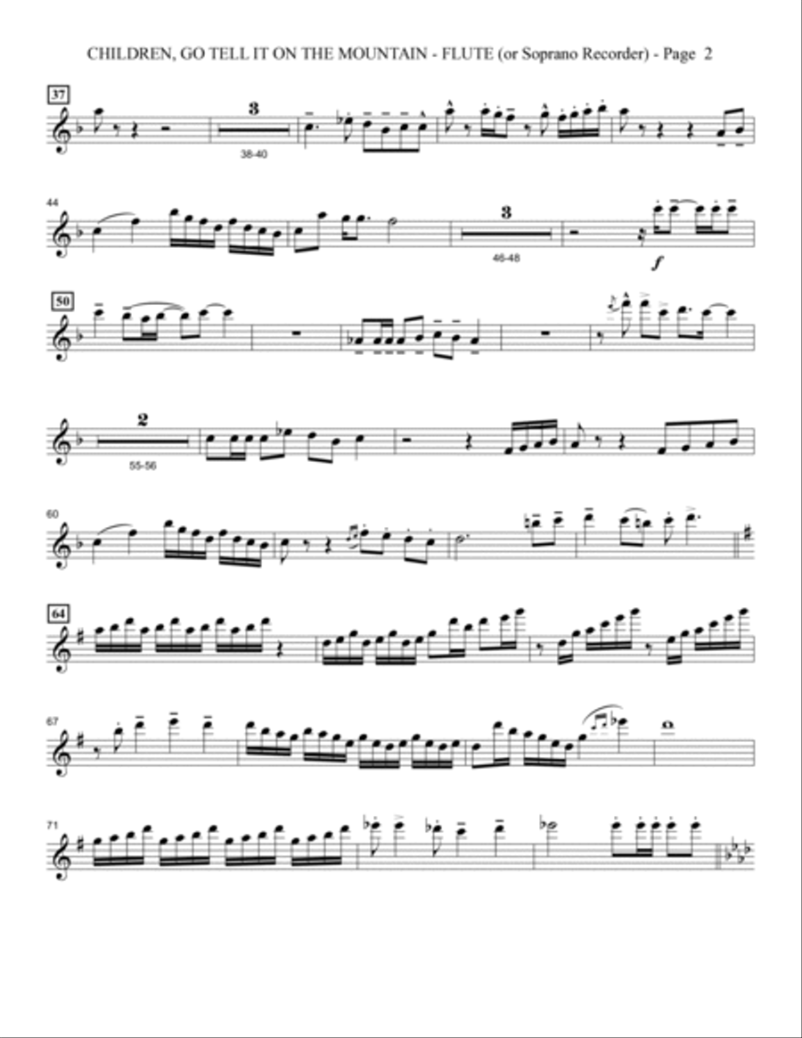 Children, Go Tell It on the Mountain - Flute/Soprano Recorder Choir scores gallery preview page 2