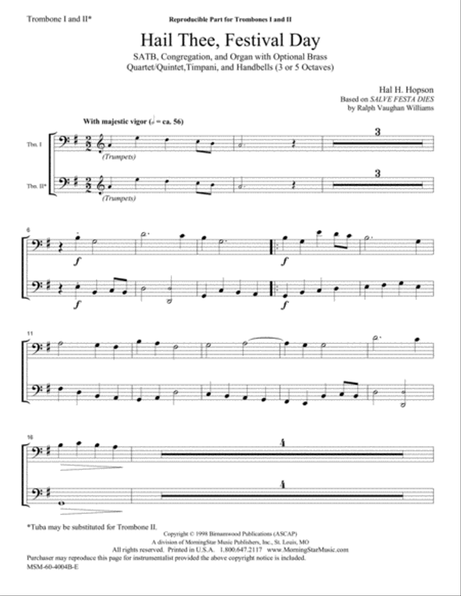 Hail Thee, Festival Day Choir scores gallery preview page 3