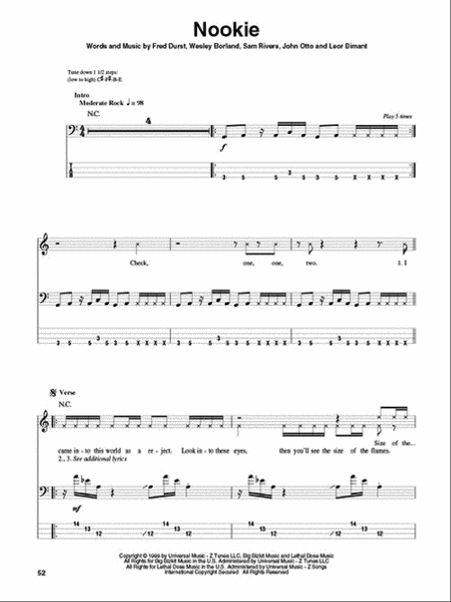 Modern Rock Bass Guitar Tablature scores gallery preview page 5