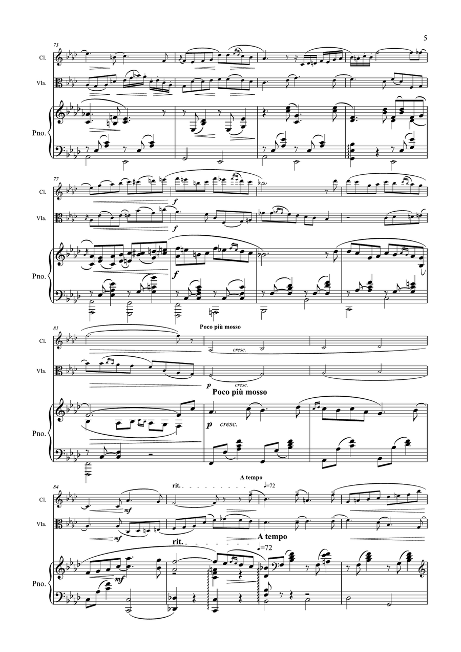 Tchaikovsky - Romance Op.5 - Clarinet Viola & Piano Small Ensemble scores gallery preview page 5