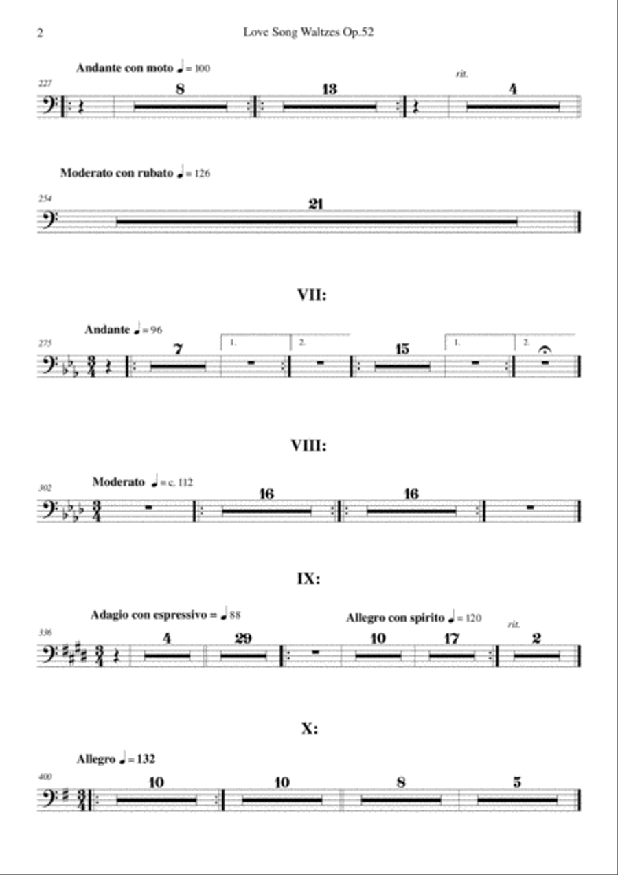 Brahms - Love Song Waltzes Op.52 for Choir and Chamber Orchestra - Timpani 4-Part scores gallery preview page 2