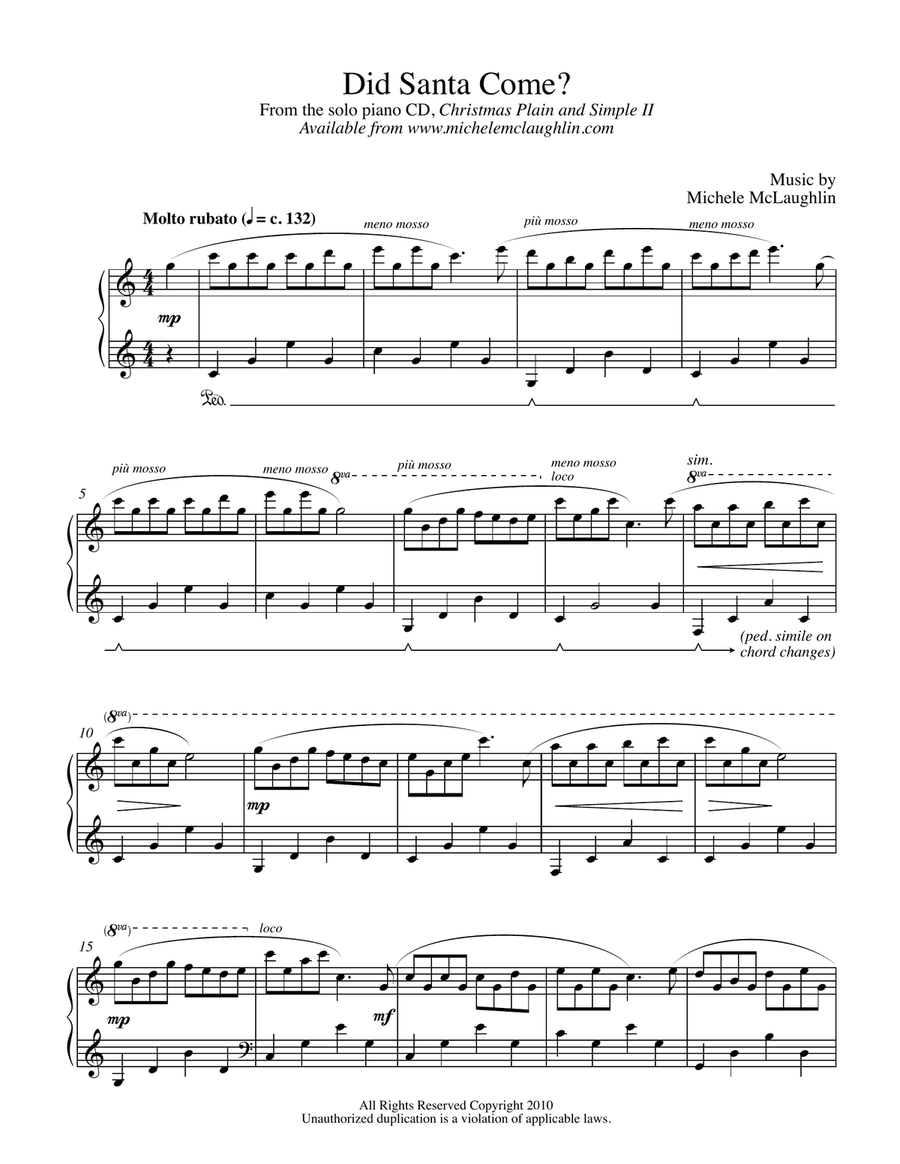 Did Santa Come? Did Santa Come? Piano Solo scores gallery preview page 1