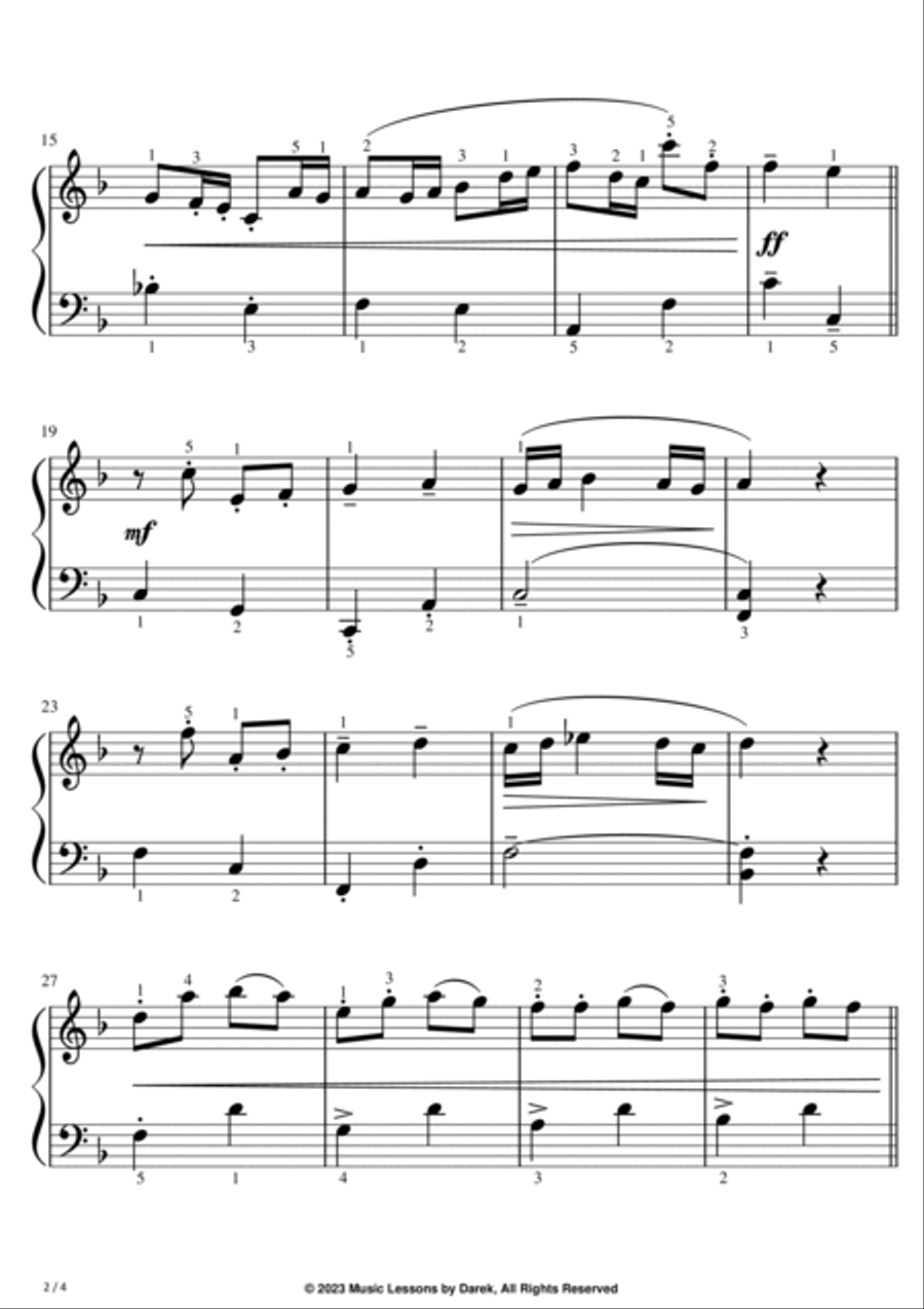 Italian Concerto in F major (EASY PIANO) First Movement (BWV 971) [Johann Sebastian Bach] Easy Piano scores gallery preview page 2