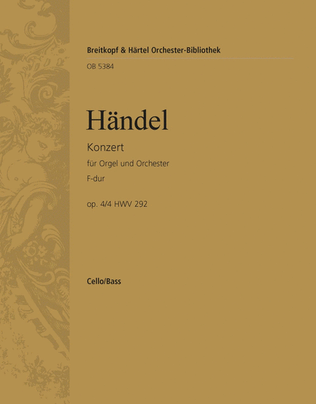 Book cover for Organ Concerto (No. 4) in F major Op. 4/4 HWV 292