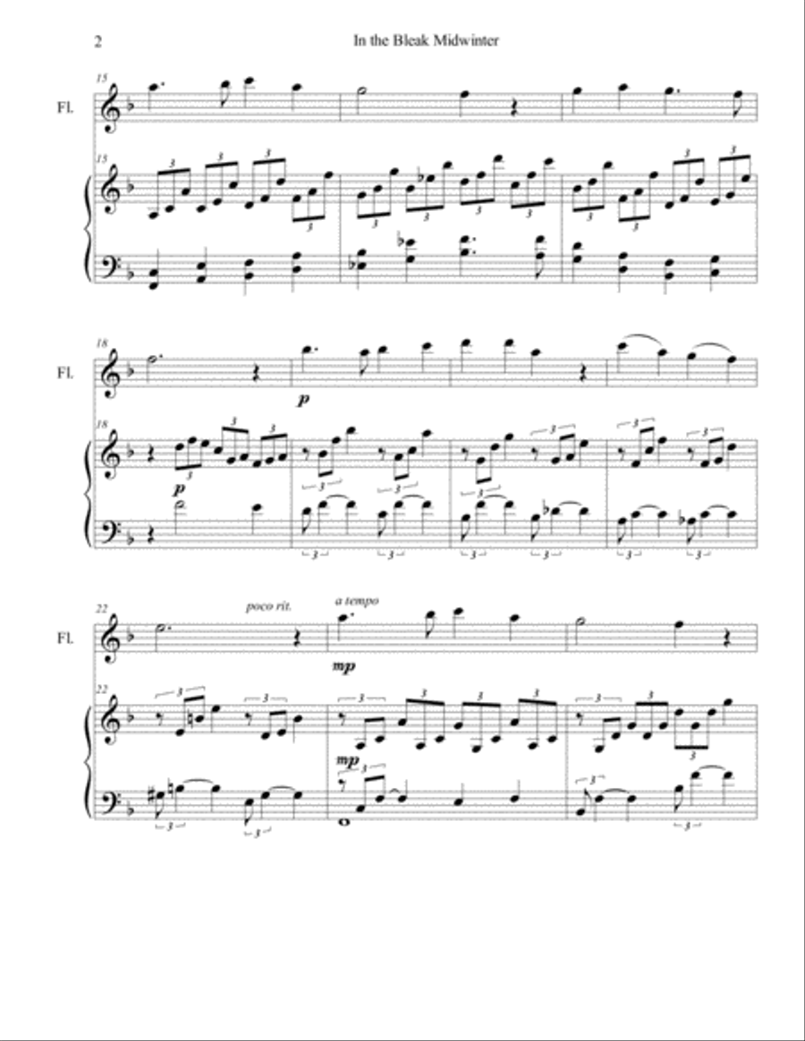 In the Bleak Midwinter (flute/piano), arr. Brenda Portman Flute Solo scores gallery preview page 2