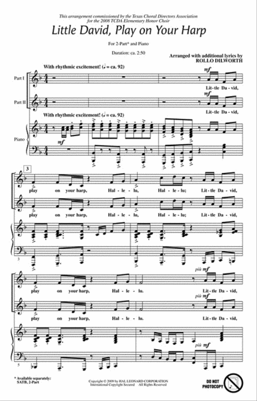Little David, Play on Your Harp 2-Part scores gallery preview page 2
