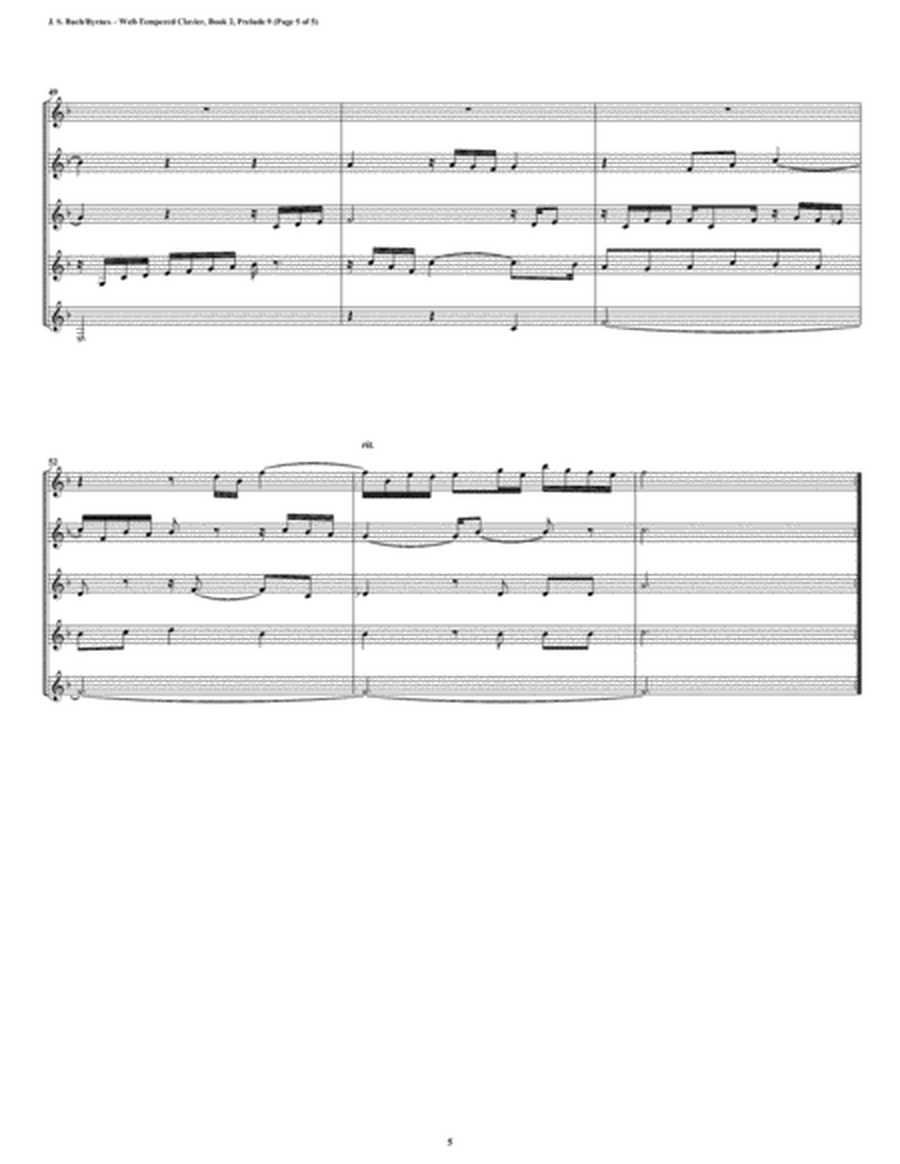Prelude 09 from Well-Tempered Clavier, Book 2 (Clarinet Quintet) image number null