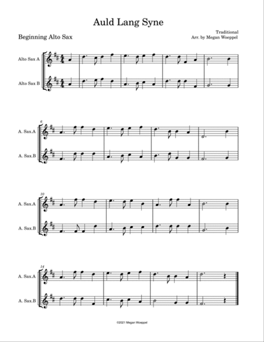 Easy Holiday Duets - Alto Saxophone Woodwind Duet scores gallery preview page 4