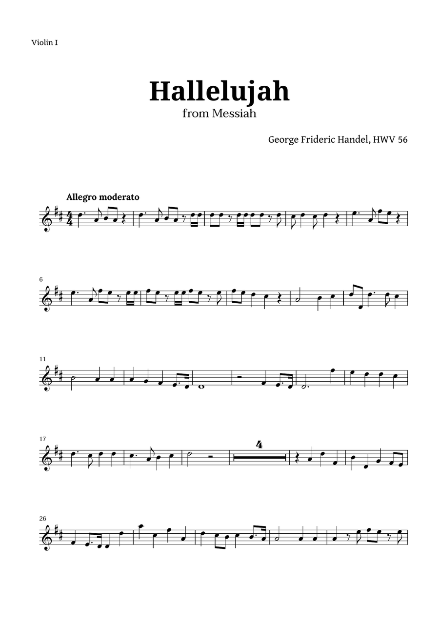 Hallelujah by Handel for String Quartet String Quartet scores gallery preview page 3