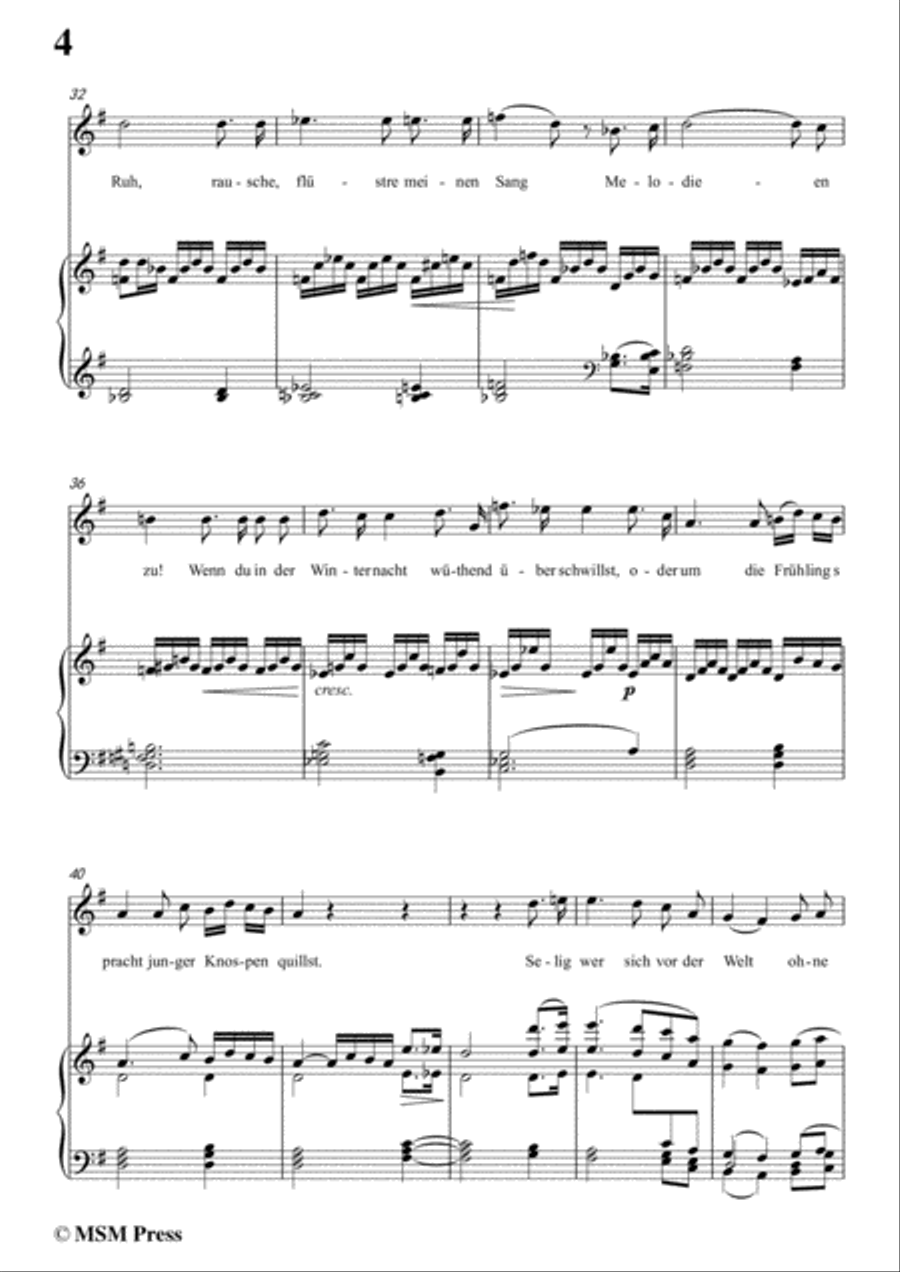 Schubert-An den Mond, D.296,in G Major,for Voice&Piano Voice scores gallery preview page 6