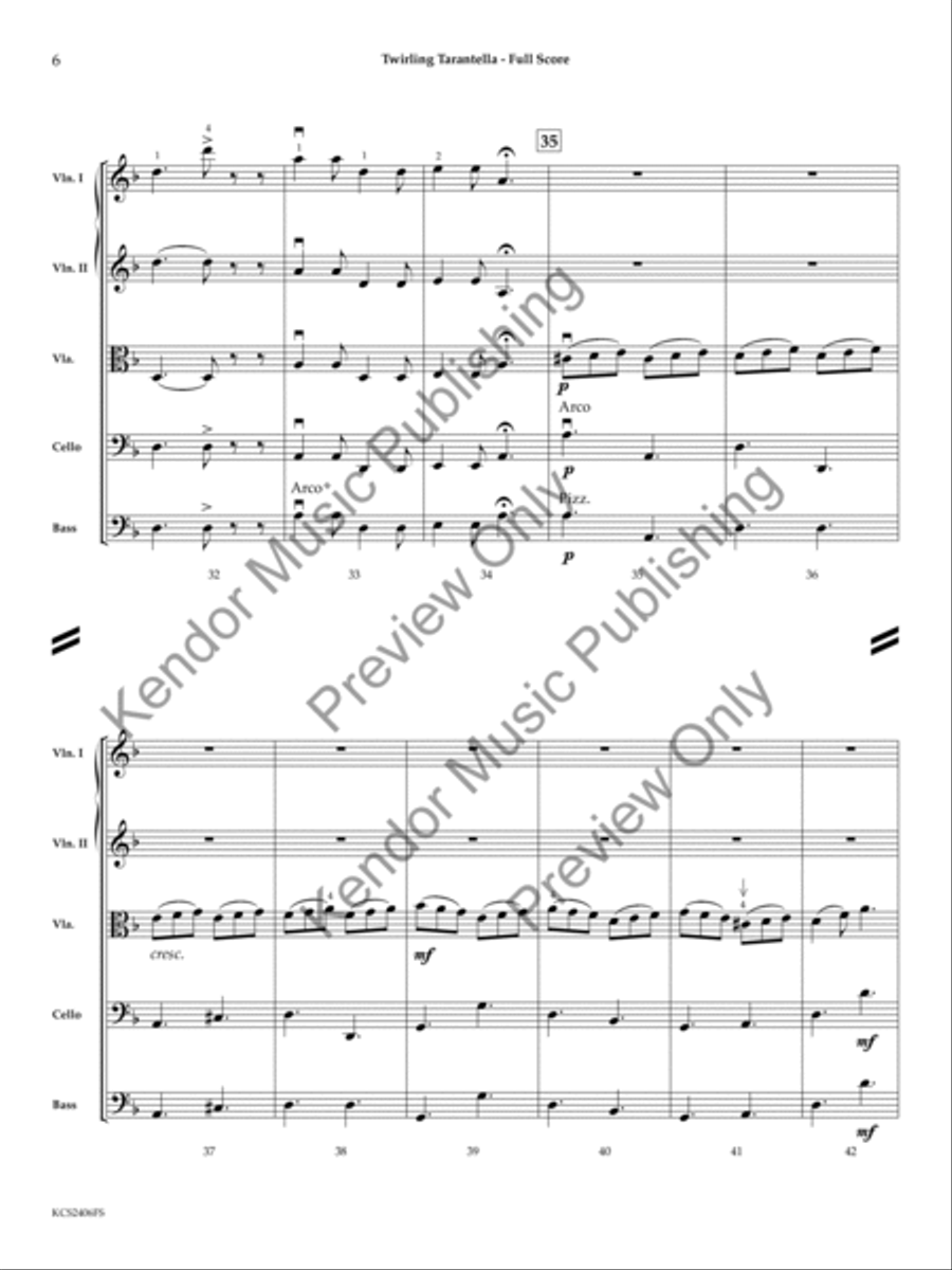 Twirling Tarantella String Orchestra scores gallery preview page 7