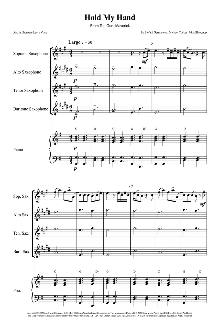 Hold My Hand Small Ensemble scores gallery preview page 1