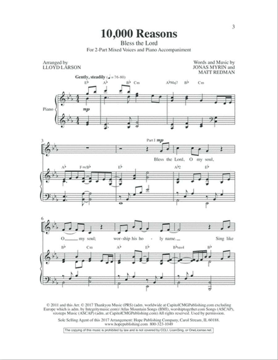 10,000 Reasons (Bless the Lord) 2-Part scores gallery preview page 3