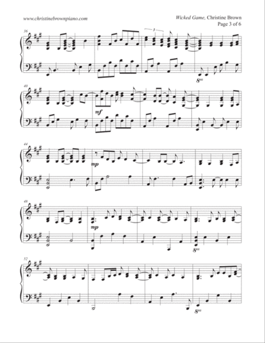 Wicked Game Piano Solo scores gallery preview page 3