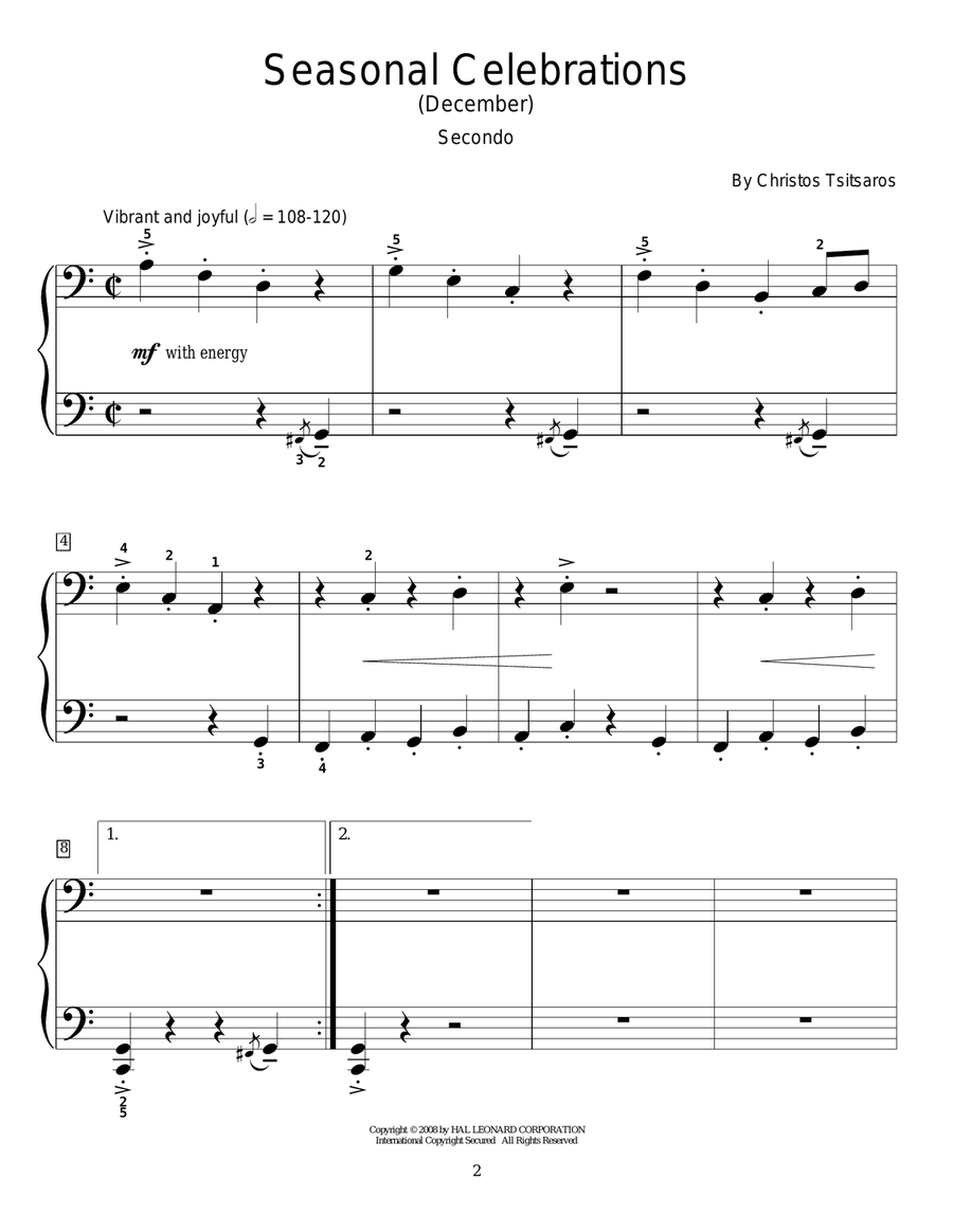 Seasonal Celebrations (December) Piano Duet scores gallery preview page 1