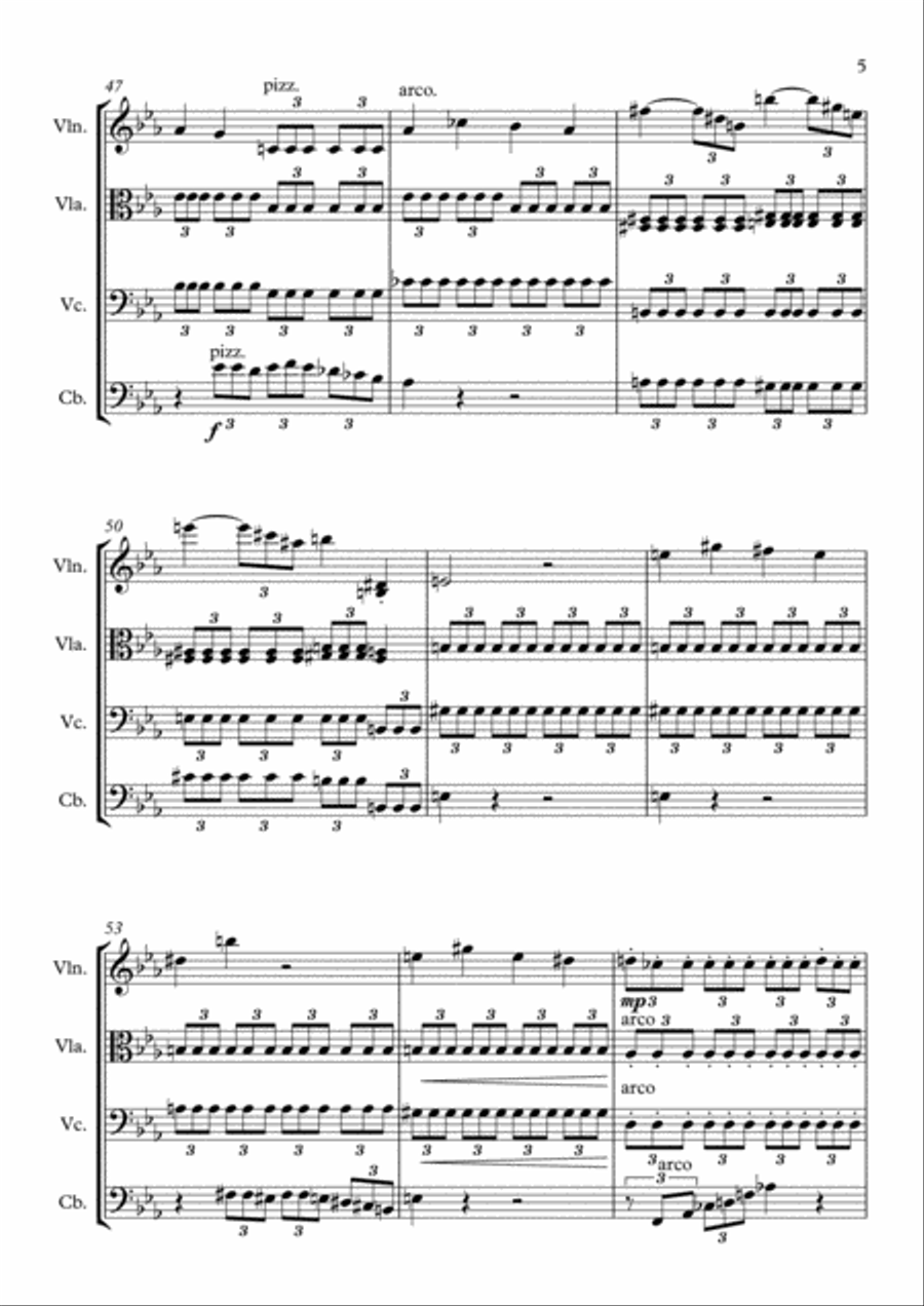 Sonata 'Pathetique' 2nd movement String Quartet scores gallery preview page 5