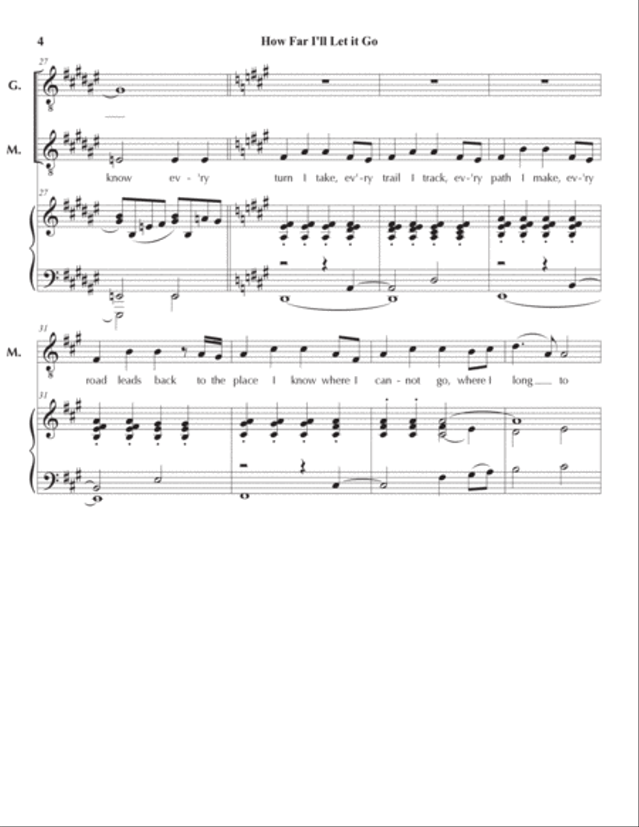 How Far I'll Go Tenor Voice scores gallery preview page 4