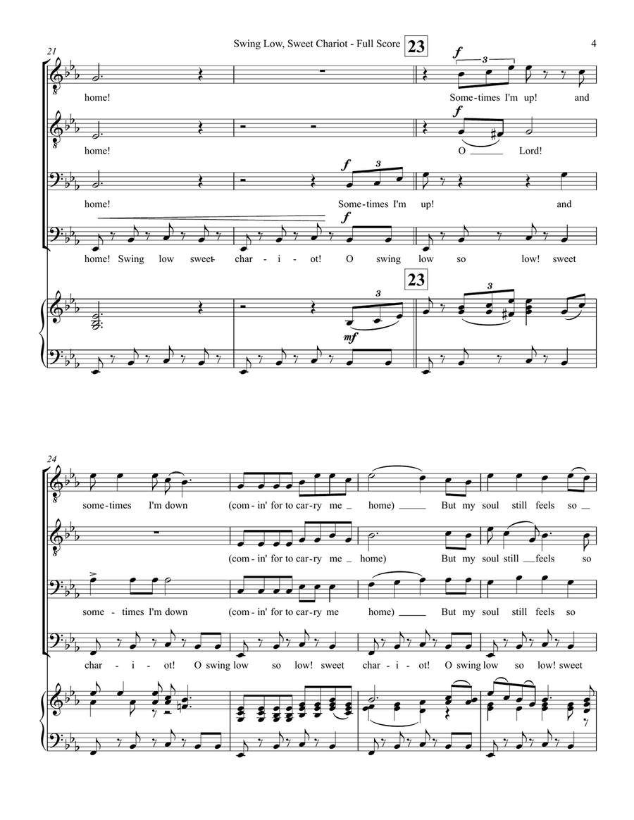Swing Low Sweet Chariot - for TTBB Male Choir TTBB scores gallery preview page 5