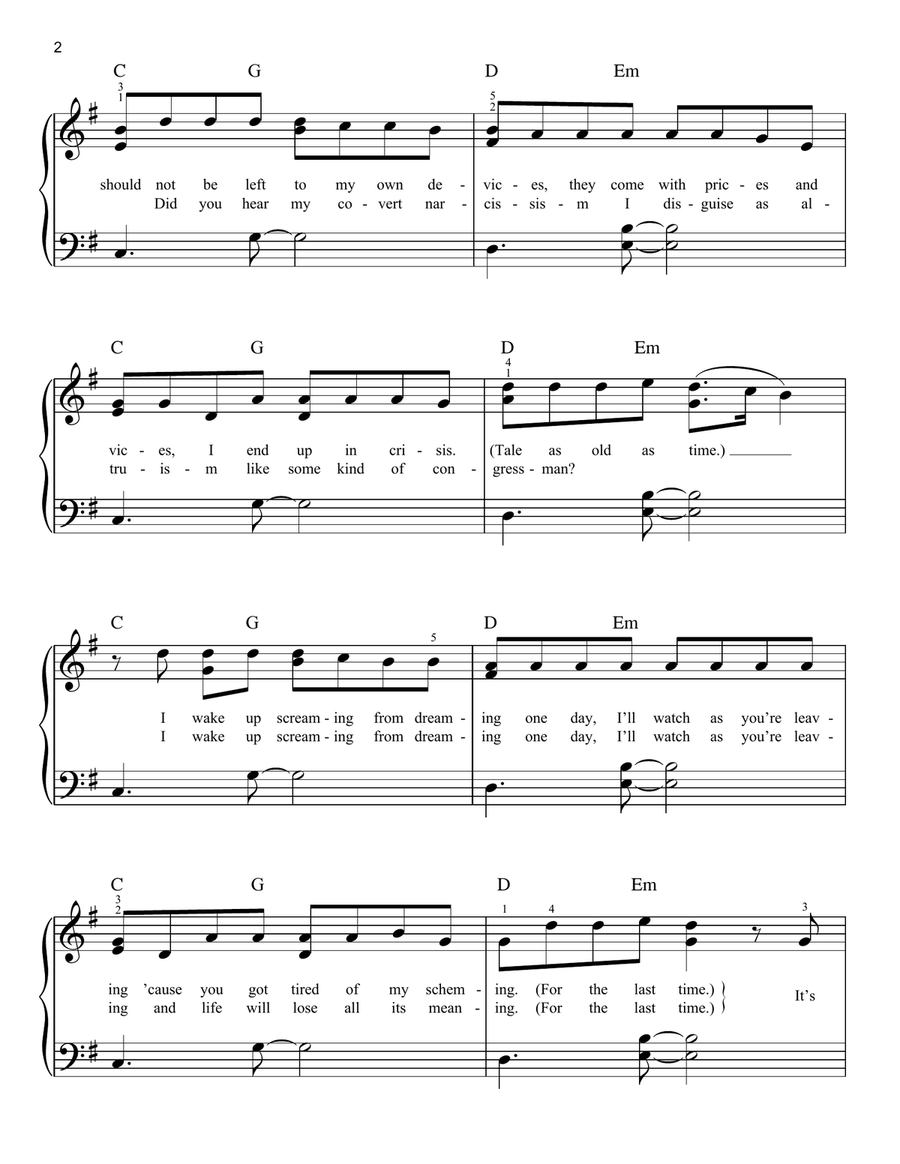 Anti-Hero Anti-Hero Easy Piano scores gallery preview page 2