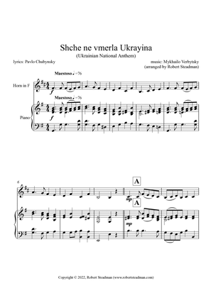 Shche ne vmerla Ukrayina (Ukrainian National Anthem) - HORN in F/Eb & PIANO - SCORE & PART INCLUDED