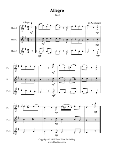 Allegro, K. 3 - Flute Trio image number null