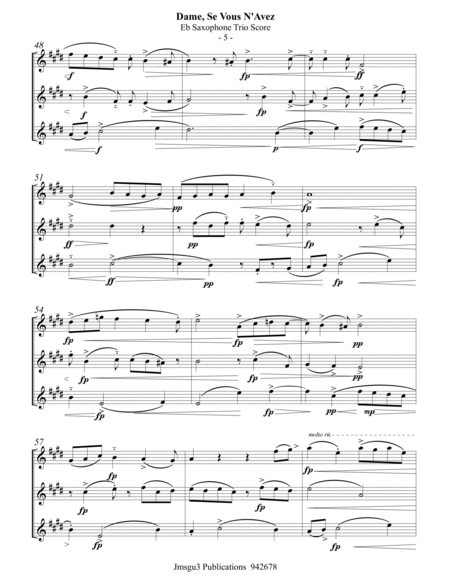 Machaut: Rondeau No. 13 - Dame, Se Vous N'Avez for Eb Saxophone Trio image number null