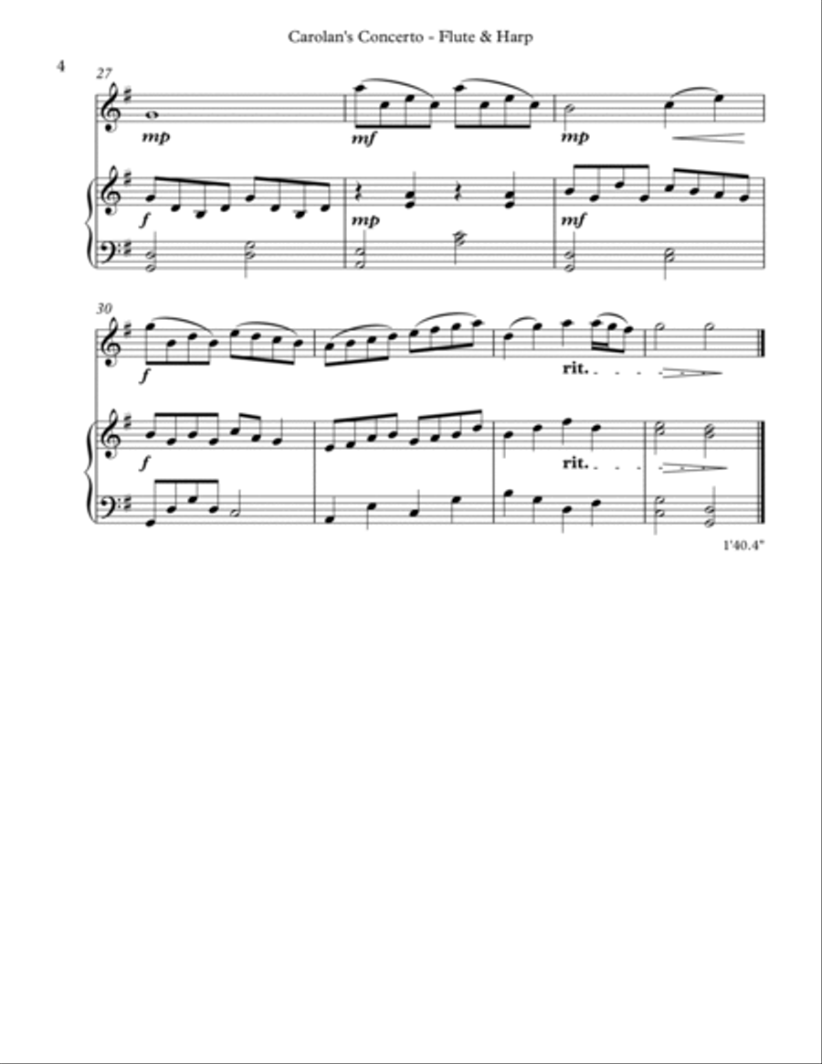 Carolan’s Concerto, Duet for Flute & Harp Flute scores gallery preview page 4