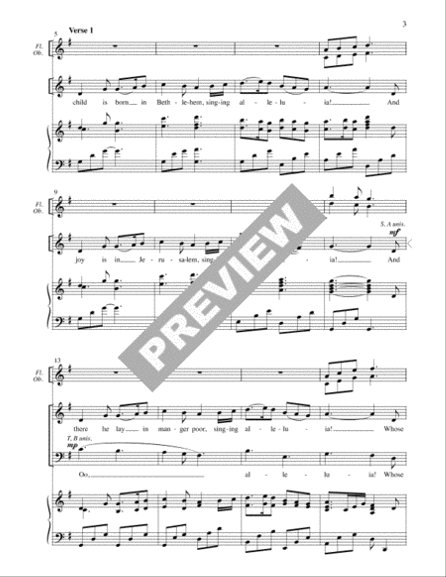 A Child Is Born in Bethlehem - Full Score and Parts 4-Part scores gallery preview page 3