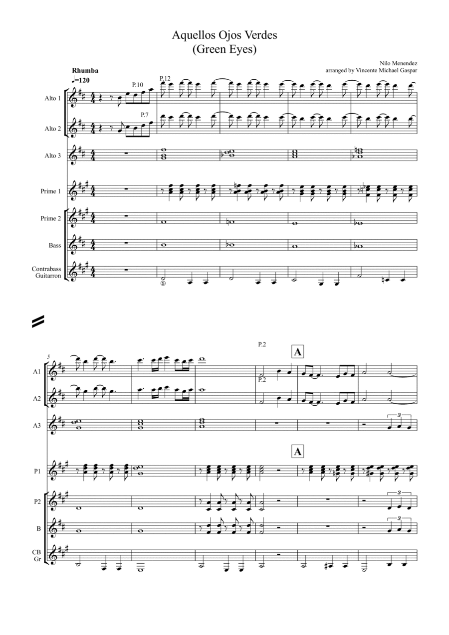 Aquellos Ojos Verdes (Green Eyes) Classical Guitar scores gallery preview page 1