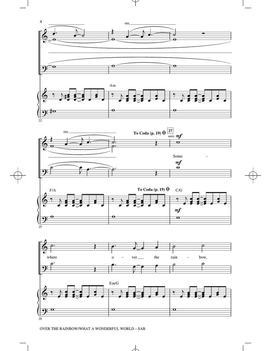 Over The Rainbow/What a Wonderful World (arr. Roger Emerson) 3-Part scores gallery preview page 3